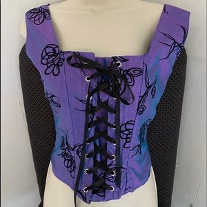 Purple & Black Bustier. Satin lace front, side zipper